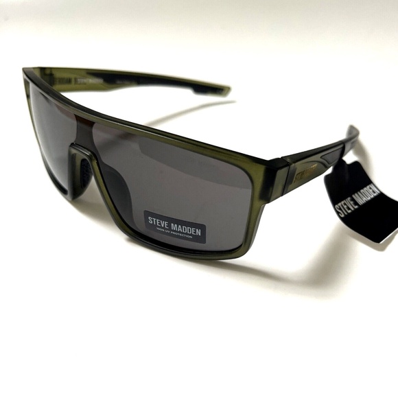 New Original STEVE MADDEN Wrap Around Sunglasses Frosted Green Acetate Rowan - Picture 1 of 7